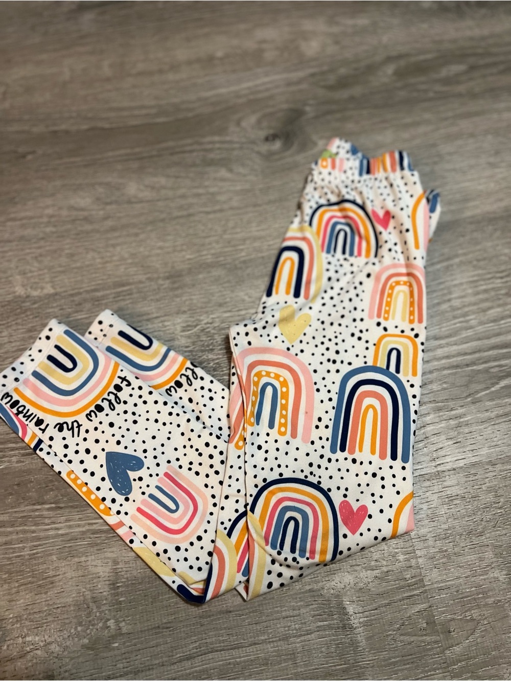 Girls White Rainbow Print Leggings - Multicolor